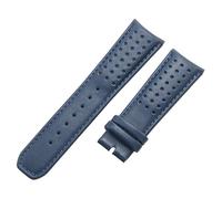 ROUHO 22mm Replacement Watch Band Curved End Genuine Leather Watch Strap for Citizen Eco-Drive Skyhawk A-T AT8020-54L-Blue Without Buckle