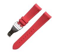 ROUHO 22mm Silicone Rubber Replacement Watch Strap Waterproof Soft Watch Bracelet for Tudor Black Bay BB58 Pelta-Red