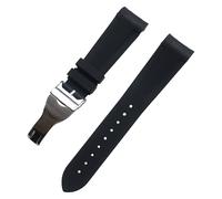 ROUHO 22mm Silicone Rubber Replacement Watch Strap Waterproof Soft Watch Bracelet for Tudor Black Bay BB58 Pelta-Black