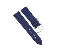 ROUHO 22mm Silicone Rubber Watch Strap, Waterproof Breathable Replacement Watch Band with Quick Release Spring Bars for Citizen BN0191-55L BN0193-17E-Blue + Silver Buckle