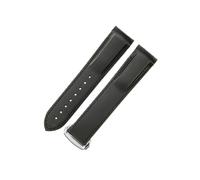 ROUHO 22mm Silicone Watchstrap Waterproof Rubber Wristband Curved End Stainless Steel Deployment Clasp for Omega Seamaster Series F2