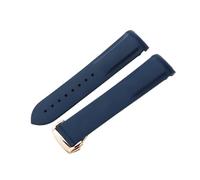 ROUHO 22mm Silicone Watchstrap Waterproof Rubber Wristband Curved End Stainless Steel Deployment Clasp for Omega Seamaster Series B4
