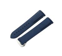 ROUHO 22mm Silicone Watchstrap Waterproof Rubber Wristband Curved End Stainless Steel Deployment Clasp for Omega Seamaster Series B2