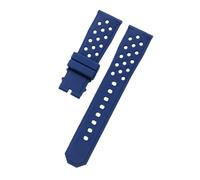 ROUHO 22mm Skin-Friendly Silicone Watch Strap, Breathable Perforated Replacement Rubber Watchband for TAG Heuer Carrera Aquaracer-Deep Blue