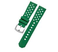 ROUHO 22mm Skin-Friendly Silicone Watch Strap, Breathable Perforated Replacement Rubber Watchband for TAG Heuer Carrera Aquaracer-Green + Silver Buckle
