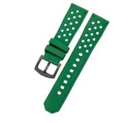 ROUHO 22mm Skin-Friendly Silicone Watch Strap, Breathable Perforated Replacement Rubber Watchband for TAG Heuer Carrera Aquaracer-Green + Black Buckle