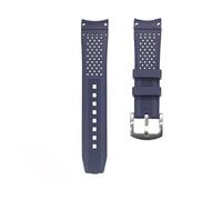 ROUHO 22mm Soft Silicone Watch Strap Rubber Watch Band Replacement Pin Buckle Watch Bracelet for T-A-G HE-UE-R-Blue + Silver Buckle