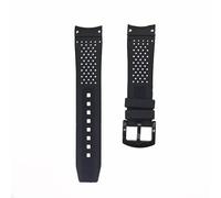 ROUHO 22mm Soft Silicone Watch Strap Rubber Watch Band Replacement Pin Buckle Watch Bracelet for T-A-G HE-UE-R-Black + Black Buckle