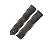 ROUHO 22mm Soft Waterproof Silicone Watch Strap Deployment Buckle Replacement Watchband for Omega Seamaster Planet Ocean-Black Orange Without Buckle