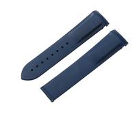 ROUHO 22mm Soft Waterproof Silicone Watch Strap Deployment Buckle Replacement Watchband for Omega Seamaster Planet Ocean-Blue Without Buckle