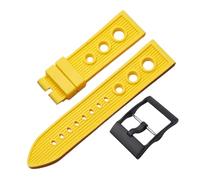 ROUHO 22mm Waterproof Silicone Watch Strap, Breathable Sports Watch Band with Classic Buckle for Breitling Avenger-Yellow + Black 1