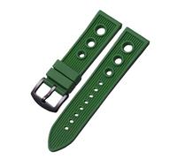 ROUHO 22mm Waterproof Silicone Watch Strap, Breathable Sports Watch Band with Classic Buckle for Breitling Avenger-Green + Black Buckle