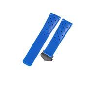 ROUHO 22mm Waterproof Tapered Silicone Watch Strap Men's Replacement Rubber Watch Band for TAG Heuer Formula 1 Carrera Aquaracer-Blue with Black Buckle