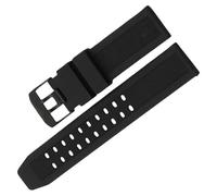 ROUHO 23mm Silicone Watch Strap Waterproof Sweatproof Replacement Sport Watch Band Flexible Rubber Wristband for Luminox-Black + Black Buckle