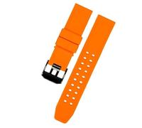 ROUHO 23mm Silicone Watch Strap Waterproof Sweatproof Replacement Sport Watch Band Flexible Rubber Wristband for Luminox-Orange + Black Buckle