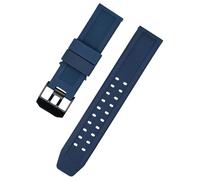 ROUHO 23mm Silicone Watch Strap Waterproof Sweatproof Replacement Sport Watch Band Flexible Rubber Wristband for Luminox-Blue + Black Buckle
