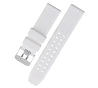 ROUHO 23mm Silicone Watch Strap Waterproof Sweatproof Replacement Sport Watch Band Flexible Rubber Wristband for Luminox-White + Silver Buckle