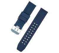 ROUHO 23mm Silicone Watch Strap Waterproof Sweatproof Replacement Sport Watch Band Flexible Rubber Wristband for Luminox-Blue + Silver Buckle