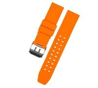ROUHO 23mm Silicone Watch Strap Waterproof Sweatproof Replacement Sport Watch Band Flexible Rubber Wristband for Luminox-Orange + Silver Buckle