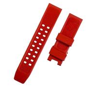ROUHO 23mm Silicone Watch Strap Waterproof Sweatproof Replacement Sport Watch Band Flexible Rubber Wristband for Luminox-Red