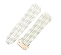 ROUHO 24 x 17mm Waterproof Silicone Watch Strap - Rubber Watch Repair Accessories for Hublot Big Bang-White + Rose Gold Buckle