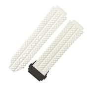 ROUHO 24 x 17mm Waterproof Silicone Watch Strap - Rubber Watch Repair Accessories for Hublot Big Bang-White + Black Buckle