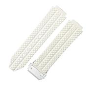ROUHO 24 x 17mm Waterproof Silicone Watch Strap - Rubber Watch Repair Accessories for Hublot Big Bang-White + Silver Buckle
