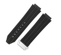 ROUHO 24 x 17mm Waterproof Silicone Watch Strap - Rubber Watch Repair Accessories for Hublot Big Bang-Black + Silver Buckle