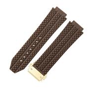 ROUHO 24 x 17mm Waterproof Silicone Watch Strap - Rubber Watch Repair Accessories for Hublot Big Bang-Brown + Gold Buckle