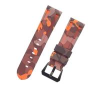 ROUHO 24mm Camouflage Silicone Waterproof Watch Strap Adjustable Watch Bracelet for P-ANE-RAI PAM4414447-#5 + Black Buckle