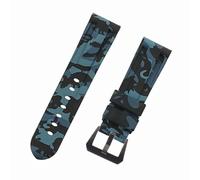ROUHO 24mm Camouflage Silicone Waterproof Watch Strap Adjustable Watch Bracelet for P-ANE-RAI PAM4414447-#1 + Black Buckle