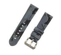 ROUHO 24mm Camouflage Silicone Waterproof Watch Strap Adjustable Watch Bracelet for P-ANE-RAI PAM4414447-#7 + Silver Buckle