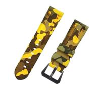 ROUHO 24mm Camouflage Silicone Waterproof Watch Strap Adjustable Watch Bracelet for P-ANE-RAI PAM4414447-#2 + Black Buckle