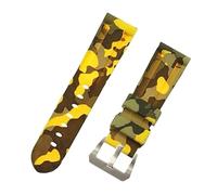 ROUHO 24mm Camouflage Silicone Waterproof Watch Strap Adjustable Watch Bracelet for P-ANE-RAI PAM4414447-#2 + Silver Buckle