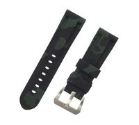 ROUHO 24mm Camouflage Silicone Waterproof Watch Strap Adjustable Watch Bracelet for P-ANE-RAI PAM4414447-#8 + Silver Buckle