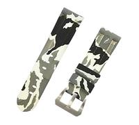 ROUHO 24mm Camouflage Silicone Waterproof Watch Strap Adjustable Watch Bracelet for P-ANE-RAI PAM4414447-#3 + Silver Buckle