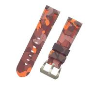ROUHO 24mm Camouflage Silicone Waterproof Watch Strap Adjustable Watch Bracelet for P-ANE-RAI PAM4414447-#5 + Silver Buckle