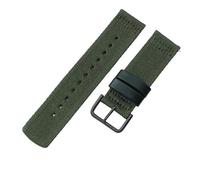ROUHO 24mm Durable Woven Fabric Nylon Watch Strap Adjustable Breathable Watchband for Casio PRG-600YB PRW-6600 PRG-650-Green + Black Buckle