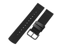 ROUHO 24mm Durable Woven Fabric Nylon Watch Strap Adjustable Breathable Watchband for Casio PRG-600YB PRW-6600 PRG-650-Black + Black Buckle
