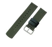 ROUHO 24mm Durable Woven Fabric Nylon Watch Strap Adjustable Breathable Watchband for Casio PRG-600YB PRW-6600 PRG-650-Green + Silver Buckle