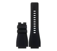 ROUHO 24mm Notched Soft Silicone Watch Strap, Flexible Rubber Replacement Men's Watch Band for Bell & Ross BR01/BR03-Black
