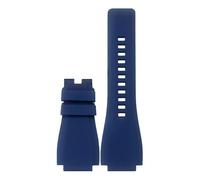ROUHO 24mm Notched Soft Silicone Watch Strap, Flexible Rubber Replacement Men's Watch Band for Bell & Ross BR01/BR03-Blue