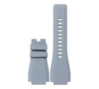 ROUHO 24mm Notched Soft Silicone Watch Strap, Flexible Rubber Replacement Men's Watch Band for Bell & Ross BR01/BR03-Grey
