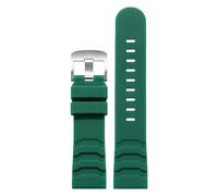 ROUHO 24mm Silicone Waterproof Watch Strap Replacement Sport Wristwatch Band for Luminox Navy Seal 8821 3501 8831 3749 3741-Green + Silver Buckle