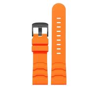 ROUHO 24mm Silicone Waterproof Watch Strap Replacement Sport Wristwatch Band for Luminox Navy Seal 8821 3501 8831 3749 3741-Orange + Black Buckle