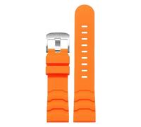 ROUHO 24mm Silicone Waterproof Watch Strap Replacement Sport Wristwatch Band for Luminox Navy Seal 8821 3501 8831 3749 3741-Orange + Silver Buckle