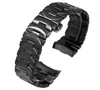 ROUHO 24mm Solid 316L Stainless Steel Watch Band Curved End Replacement Watch Bracelet with Folding Clasp Compatible with Panerai PAM441 PAM111 PAM359 PAM312-Black
