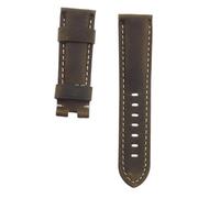 ROUHO 24mm Vintage Leather Watch Strap Handmade Leather Watchband Replacement Watch Belt for P-ANE-RAI PAM-Deep Brown