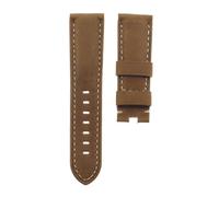 ROUHO 24mm Vintage Leather Watch Strap Handmade Leather Watchband Replacement Watch Belt for P-ANE-RAI PAM-Light Brown