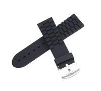 ROUHO 24mm Waterproof Silicone Rubber Watch Strap Pin Buckle Watch Band Sorts Watch Strap for Fossil-Black 1
